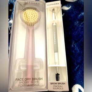 Sephora BUNDLE Face Dry Brush & Brow Brush NEW
